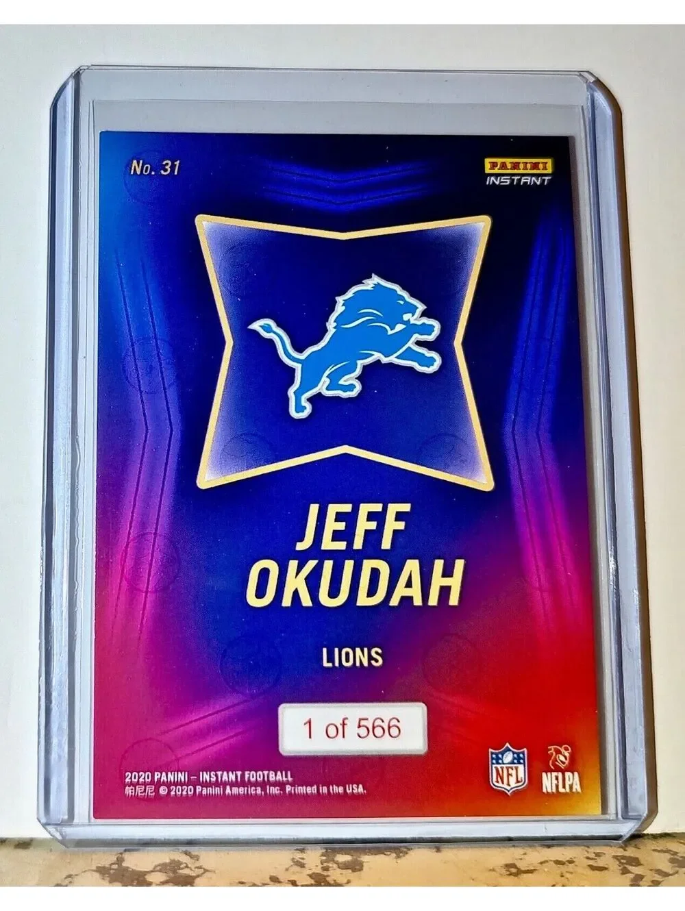 Jeff Okudah 2020 NFL Draft Night NFL #31 Football Card Detroit Lions 1 of 566
